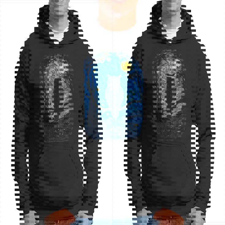 星月フクロウの夜のアートワーク パーカー