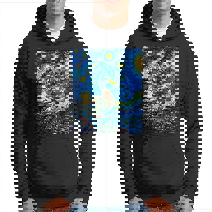 星空の下のアヒル アート グラフィック 誕生日 クリスマス パーカー