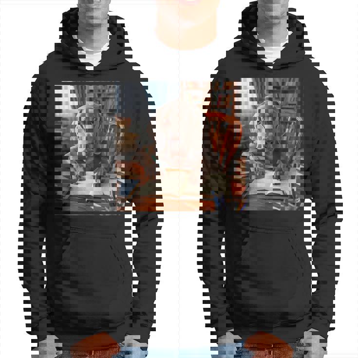 書斎でワイマラナー犬を書く詩 3 パーカー