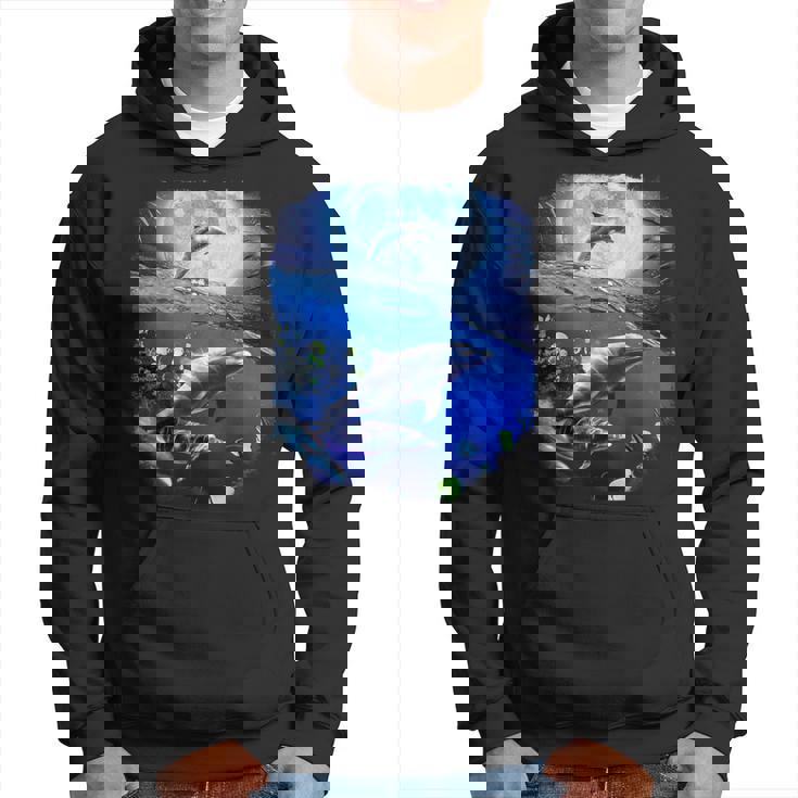 月 イルカ 宇宙 イルカ パーカー