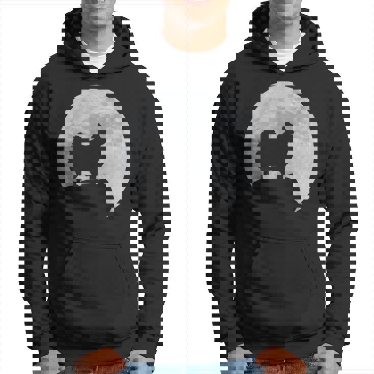 月と犬のシルエット ポンポメラニアン パーカー