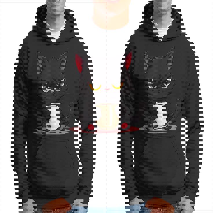 朝が嫌いなコーヒーと可愛い黒猫 パーカー