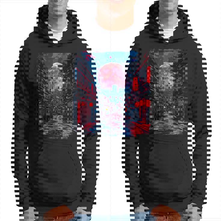 東京の街並み 日本の夜景 ライト付き ヴェイパーウェーブ パーカー