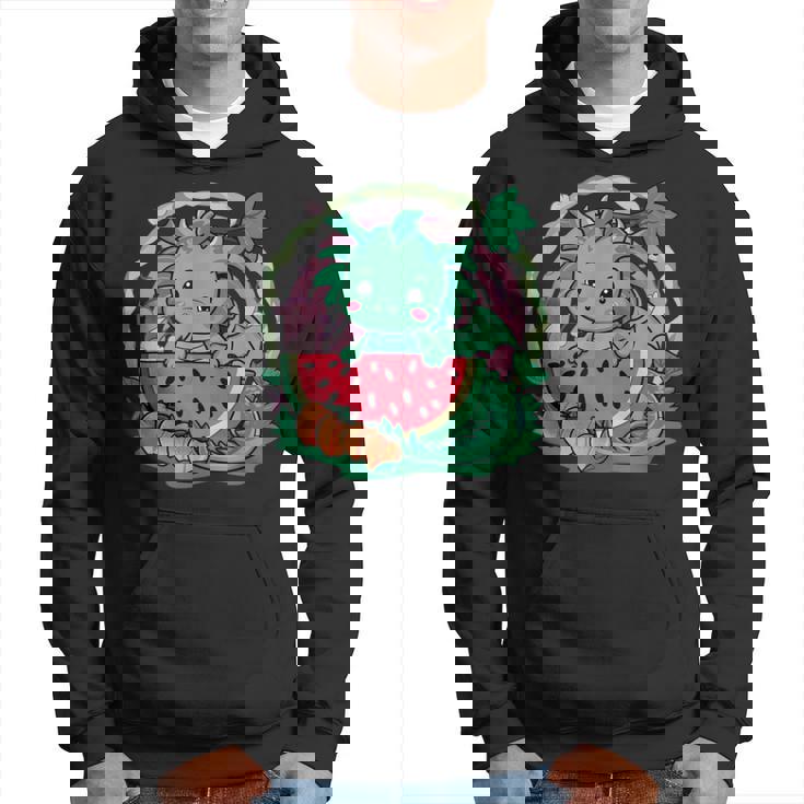 桃とスイカの漫画かわいいドラゴン パーカー