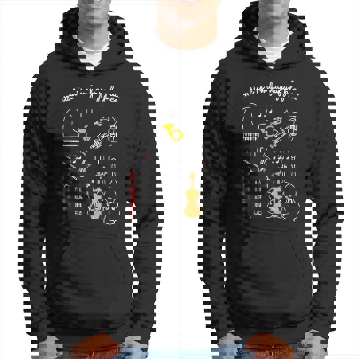 楽器 音楽 ピアノ 管楽器 木管楽器 弦楽器 音符 Music Is My Happy Place パーカー