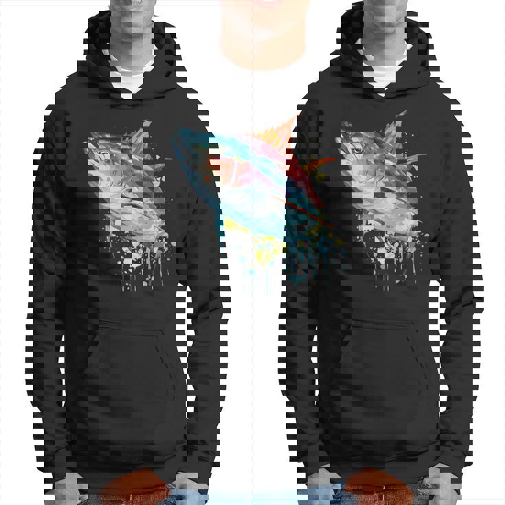 水彩 マグロ 魚 カラフル 海釣り 釣り パーカー