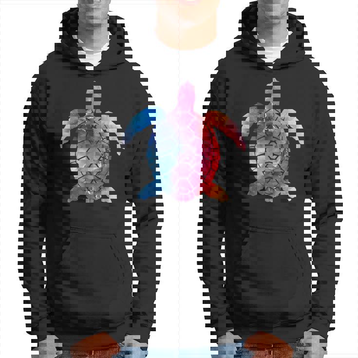 水彩画のようなウミガメのシルエット パーカー