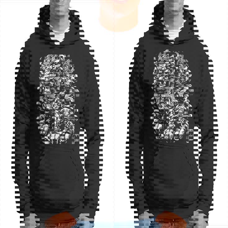 沖縄ジャパン シーサーガーディアンライオンズ 沖縄漢字はんこ スタンプ パーカー