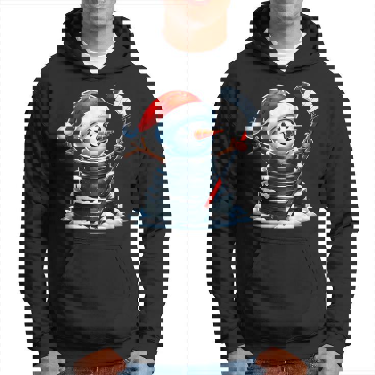 漫画 アイスホッケーパック 雪だるま サンタ帽子付き クリスマス パーカー