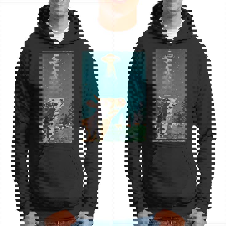 牛とufo ヴィンテージ 面白い アート レトロ グラフィック パーカー