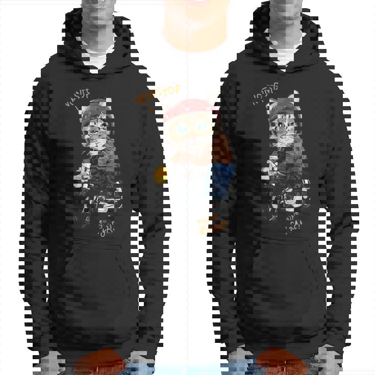 猫 バイク オートバイ おもしろ ねこ ライダース バイカー 面白い ネコ パーカー