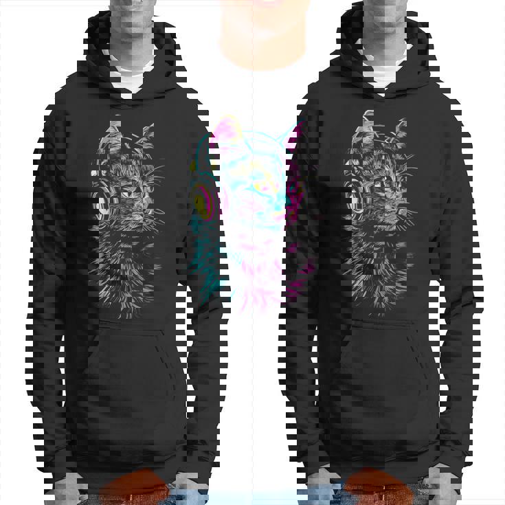 猫 動物 モチーフ 音楽 ヘッドホン イラスト 猫 パーカー