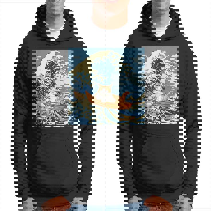 猫 葛飾北斎 神奈川沖浪裏 ネタ 冗談 ギャグ かわいい パーカー