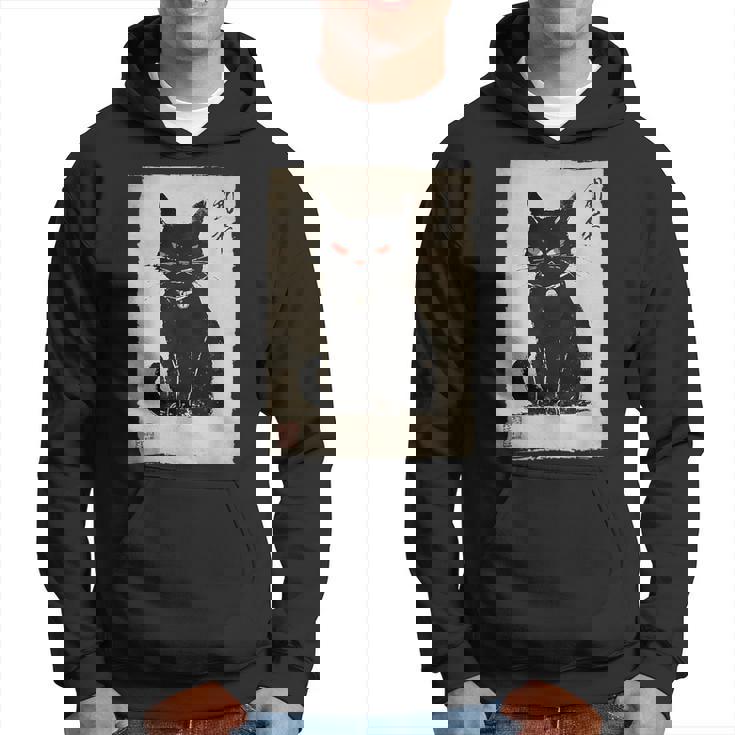 猫 鬼 ハロウィン 日本 ミニマリスト 墨絵 浮世絵風 パーカー