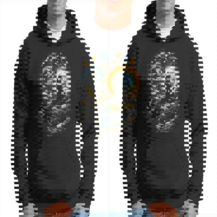 猫の星月夜 猫ヴァン・ゴッホ キャットアート キッズメンズ面白い猫 猫 パーカー