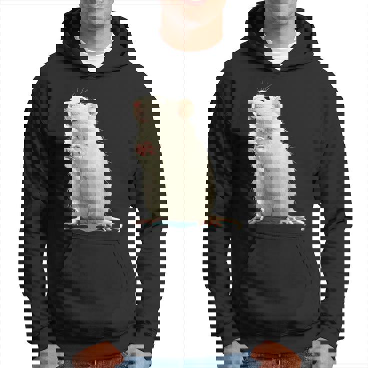 白いネズミが好きな人のための面白い見た目の白いネズミ パーカー