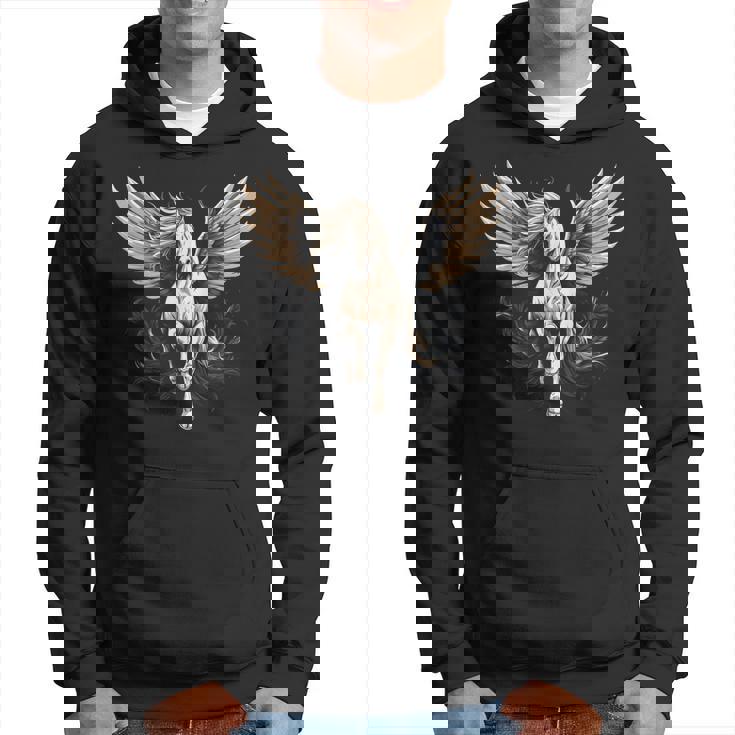 白いペガサス 大きな白い翼 面白いグラフィックtシャツ パーカー