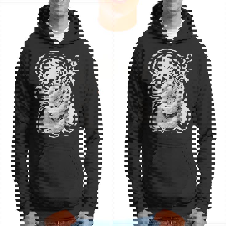 白蛇と弁財天 和風神秘デザイン 蛇と楽器モチーフ パーカー