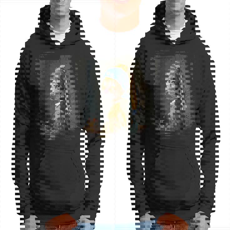 真珠のイヤリングを持つ少女 猫 パロディアート 面白い ヤン・フェルメール パーカー