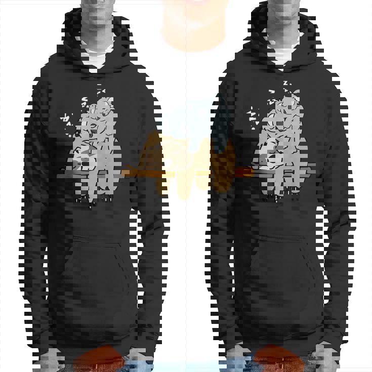 眠っているかわいい怠け者ナマケモノ ベビーコアラ ママベア昼寝 パーカー