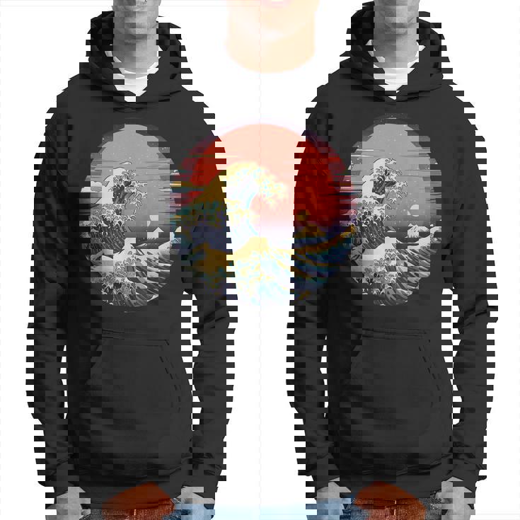 神奈川沖浪裏 葛飾北斎の 冨嶽三十六景 神奈川沖浪裏 富士山 レトロ ヴェイパーウェイヴ パーカー