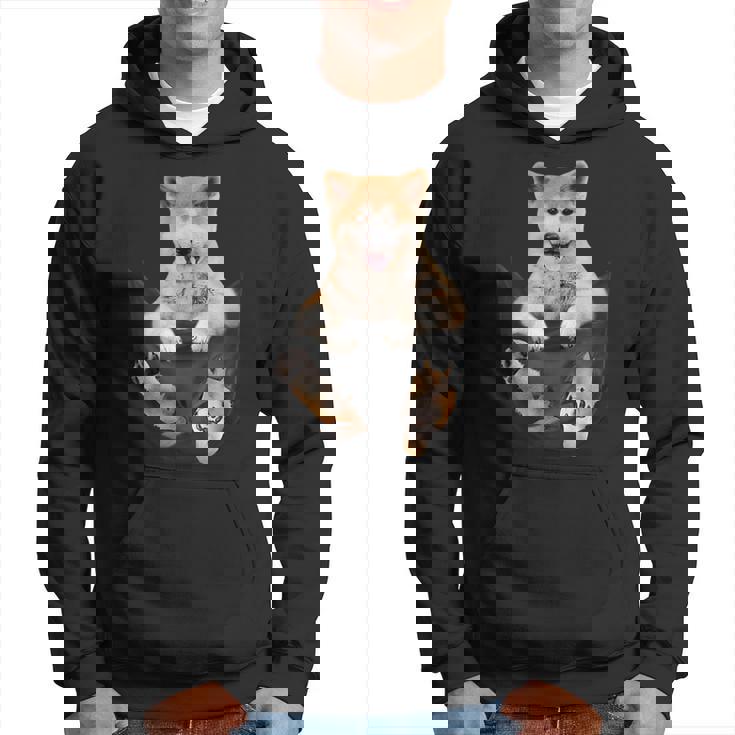 秋田愛好家のためのポケットの中の面白い秋田犬 パーカー