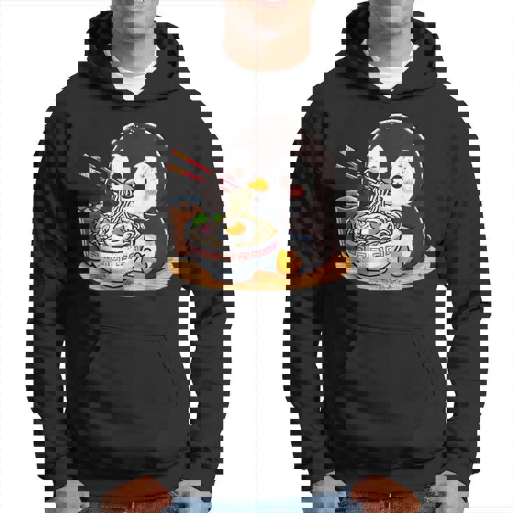 箸でラーメンを食べるかわいいペンギン パーカー