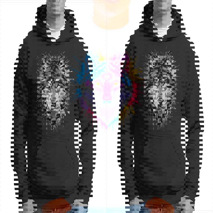 素晴らしいオオカミの頭の色彩。 パーカー