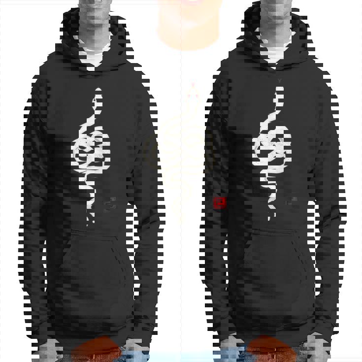 縁起の良い白蛇デザイン 幸運を願うお守り パーカー