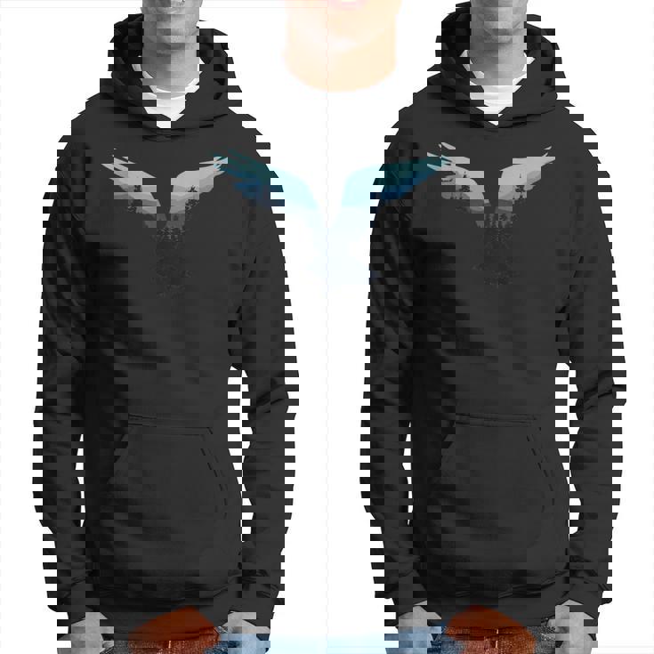 美しいフライングイーグル夜空の森の鳥のシルエット パーカー