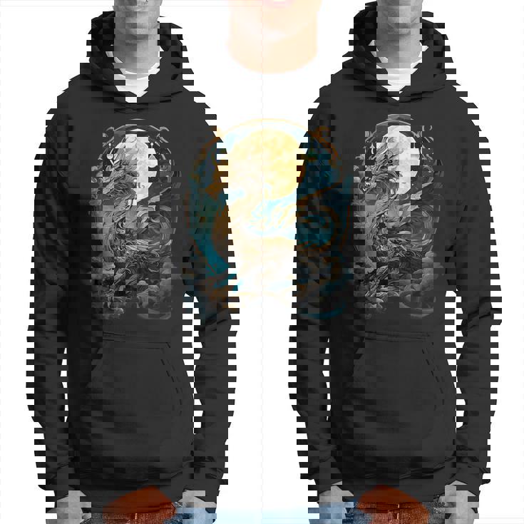 美しいルナゴールドドラゴン フローラルアートノボー パーカー