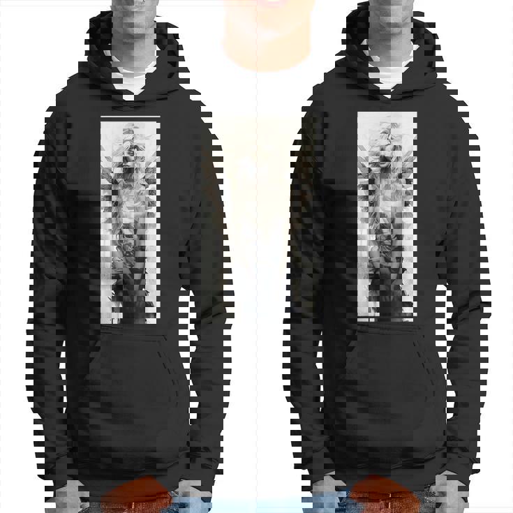 美しい天使 白黒ヴィンテージアート パーカー