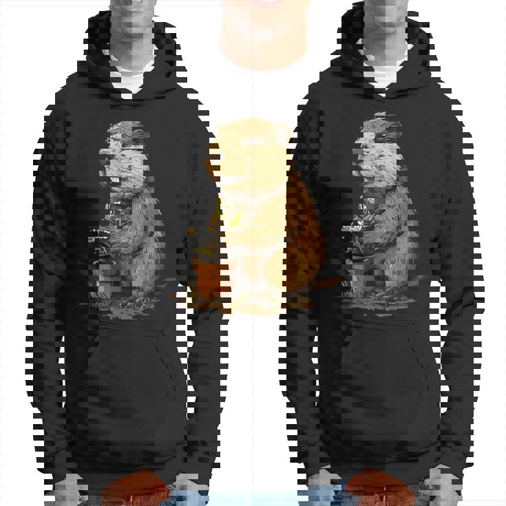 自然からインスピレーションを得た衣装愛好家のための鉢植え付き楽しいビーバー パーカー