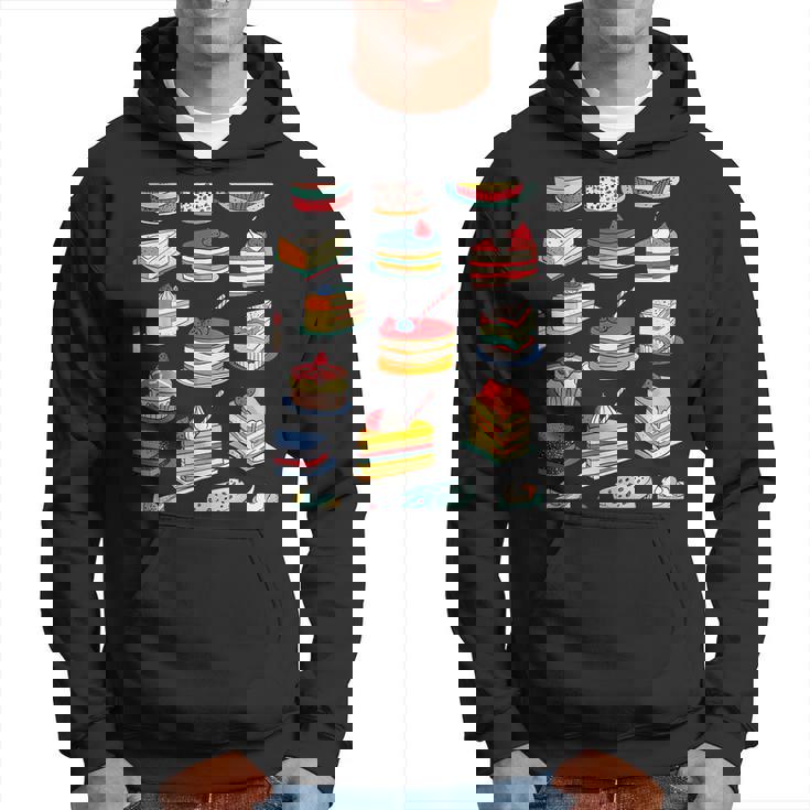 色鮮やかなケーキ柄 フーディー向け パーカー