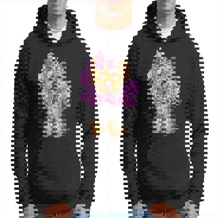 花を持つヨークシャー テリア パーカー