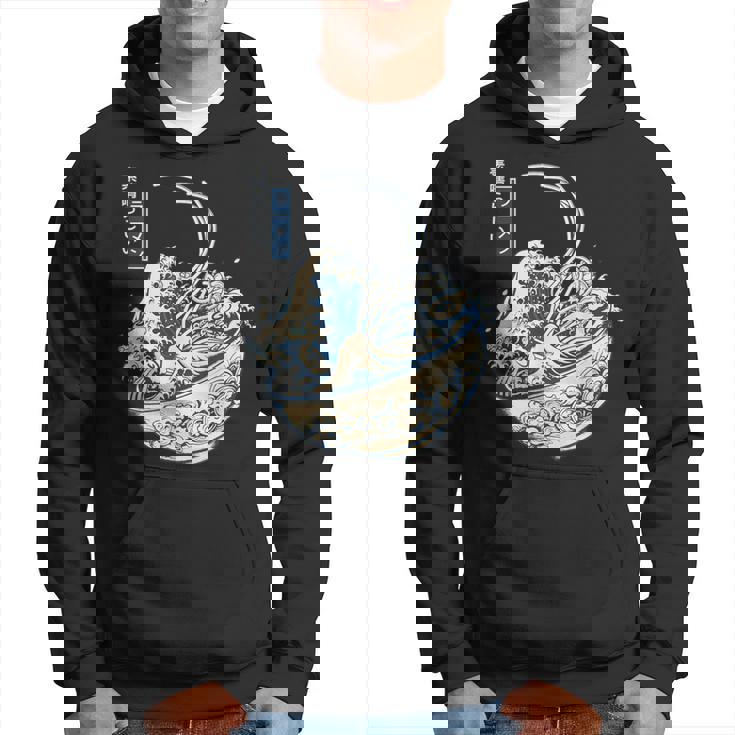 葛飾 北斎 神奈川沖浪裏 有名なヴィンテージアート ラーメン好き ラーメンオタク ラーメン 面白い ネタ ごはん 飯 麺 パーカー