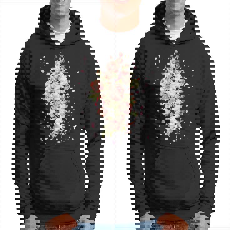 言葉、愛、幸福、平和のピンクのバラの花束 パーカー