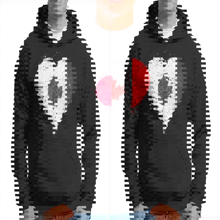 誇り高き日系カナダ人を想うビンテージスタイルのクールなカナダ国旗と日本国旗 パーカー