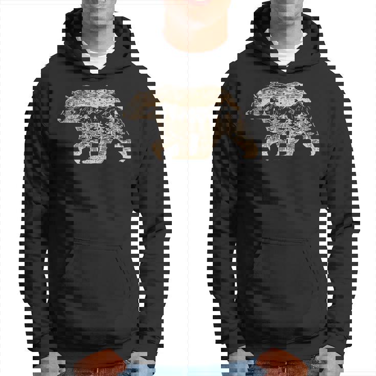 野生動物 レトロ 野生動物 クマ アウトドア 自然 森林 木 パーカー