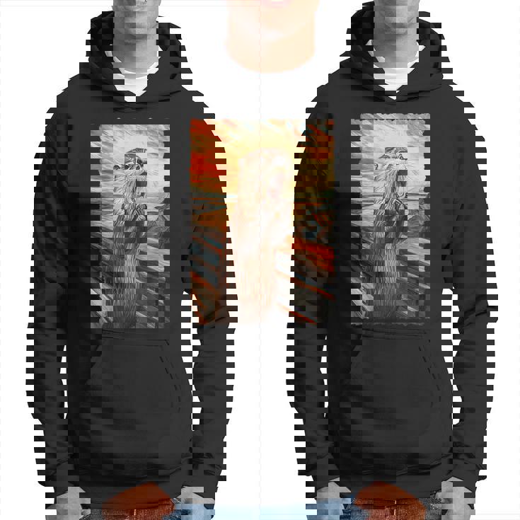 面白い レトロ ムンク 悲鳴 芸術的 絵画 パロディ カワウソ 恋人 パーカー