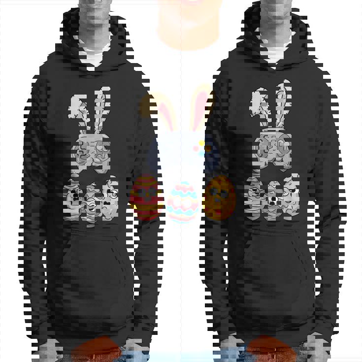 面白いイースタービデオゲームコントローラーと卵 パーカー