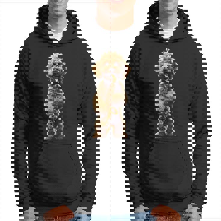 面白いオーケストラ サクソフォン ミュージシャン 落書き 犬 サックス パーカー