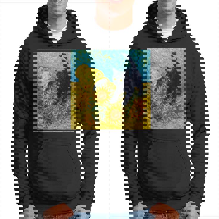 面白いゴッホのひまわり、猫のミーム、黒猫のアート。 パーカー