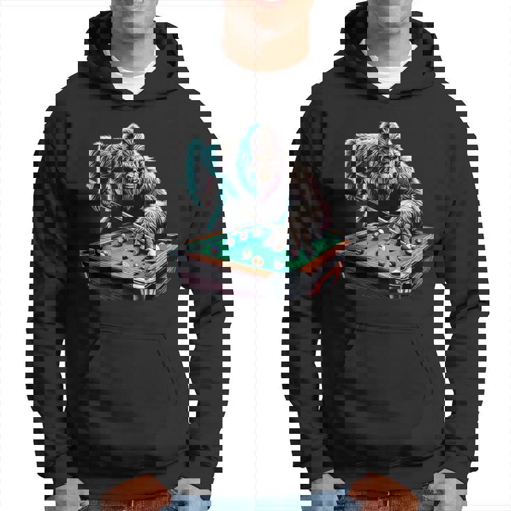 面白いビッグフットサスカッチ ビリヤード プールプレーヤー 男性 男の子 パーカー