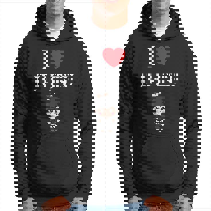 面白い柔術スポーツミニマリストかわいいシンプル柔術 I Love Jiu Jitsu パーカー