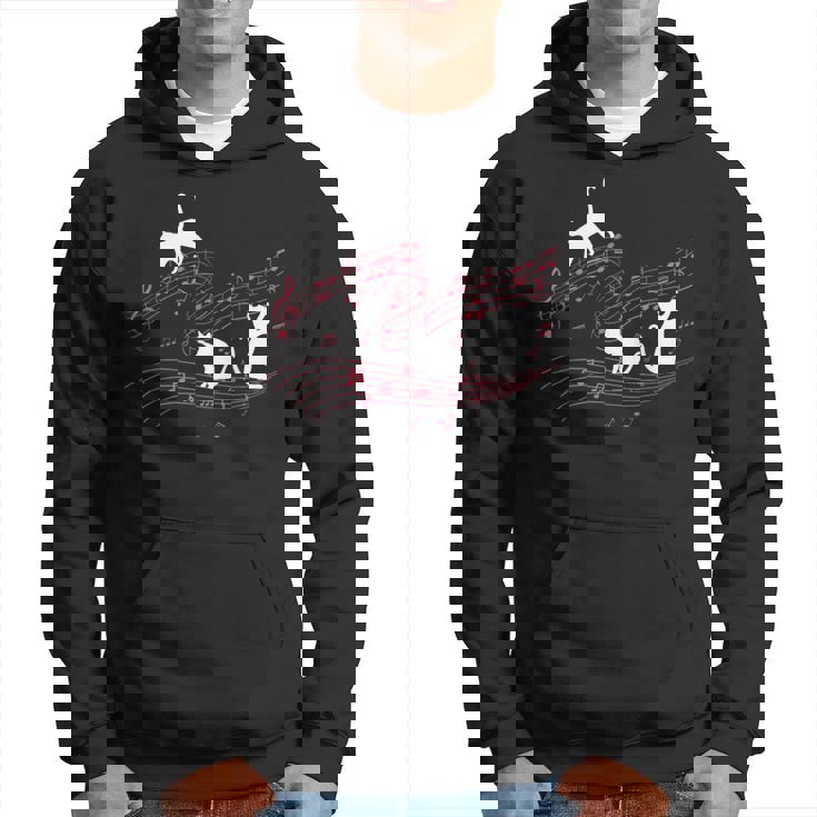 音符で遊ぶ3匹の猫 楽譜 パーカー