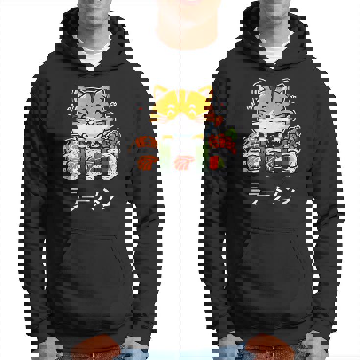 食べ物好きのためのかわいい日本のかわいい猫寿司 パーカー