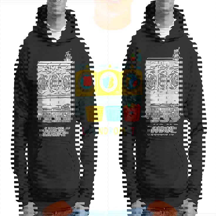 鮮やかでカラフルなコインランドリーテーマ カジュアル パーカー