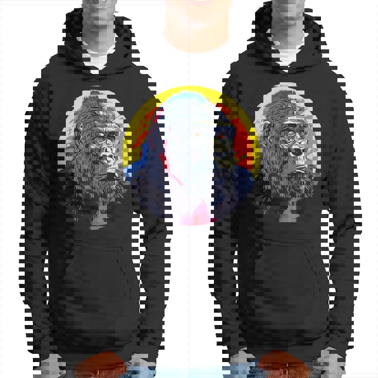 鮮やかなゴリラのイラスト、大胆な色。 パーカー