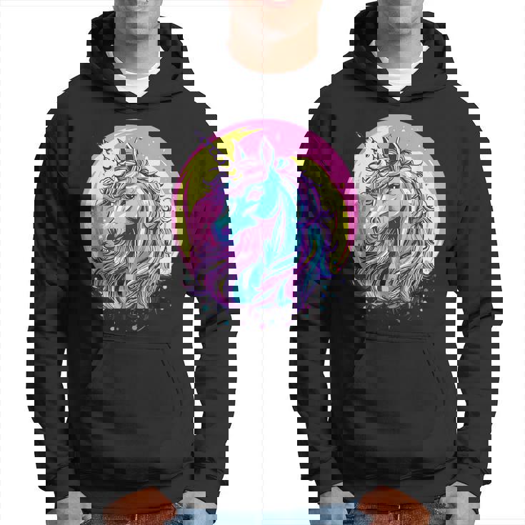 鮮やかなユニコーン マジック ファンタジー ムーンライト パーカー